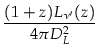 $\displaystyle {\frac{(1+z)L_{\nu '}(z)}{4 \pi D_L^2}}$