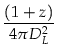 $\displaystyle {\frac{(1+z)}{4 \pi D_L^2}}$